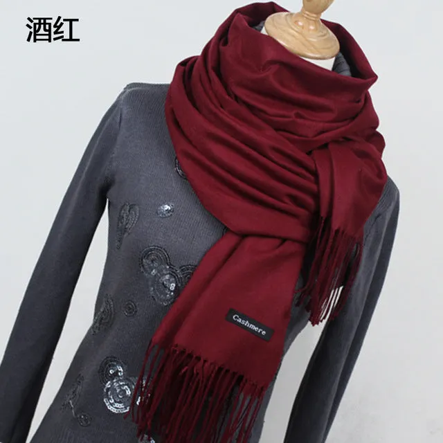 Women solid color cashmere scarves