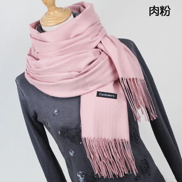 Women solid color cashmere scarves