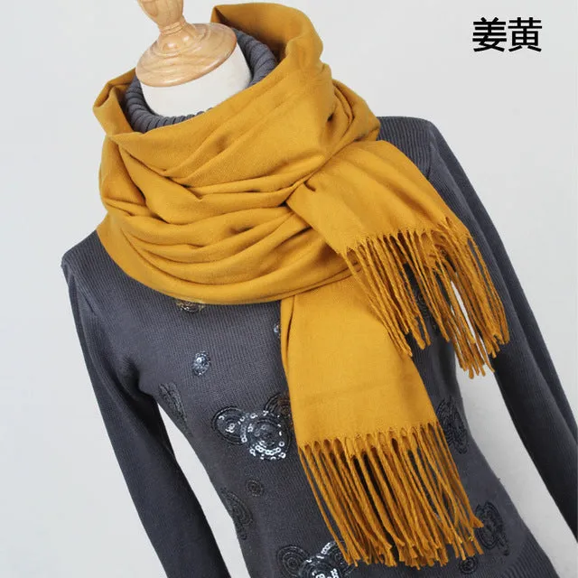 Women solid color cashmere scarves