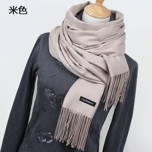 Women solid color cashmere scarves