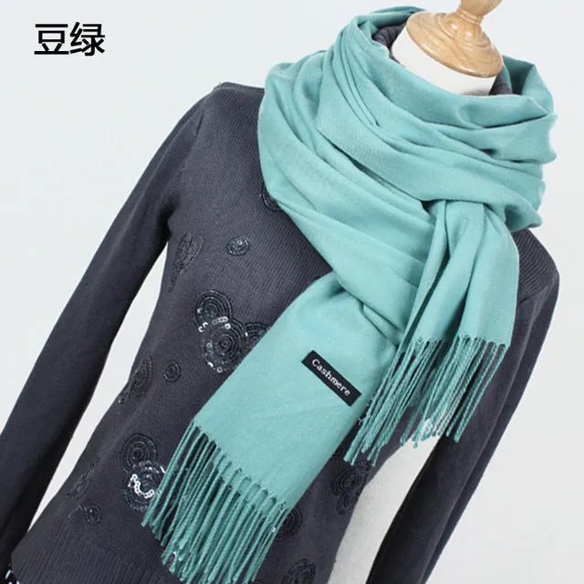 Women solid color cashmere scarves