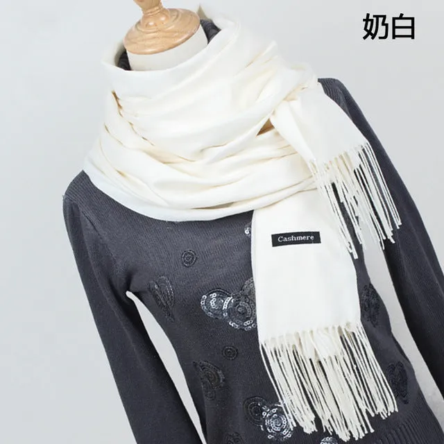 Women solid color cashmere scarves