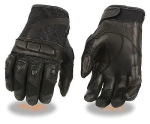 WOMEN'S GENUINE MESH/LEATHER COMBO RACING GLOVE W/PADDED KNUCLES PROTECTION SOFT