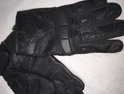 WOMEN'S GENUINE MESH/LEATHER COMBO RACING GLOVE W/PADDED KNUCLES PROTECTION SOFT