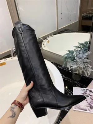 Women's High Boots Pointed Toe Embroidery