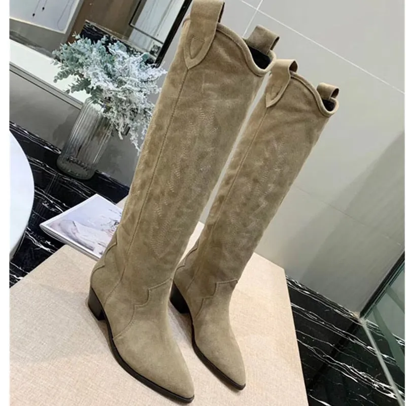 Women's High Boots Pointed Toe Embroidery