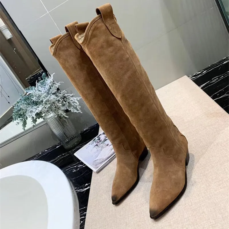 Women's High Boots Pointed Toe Embroidery