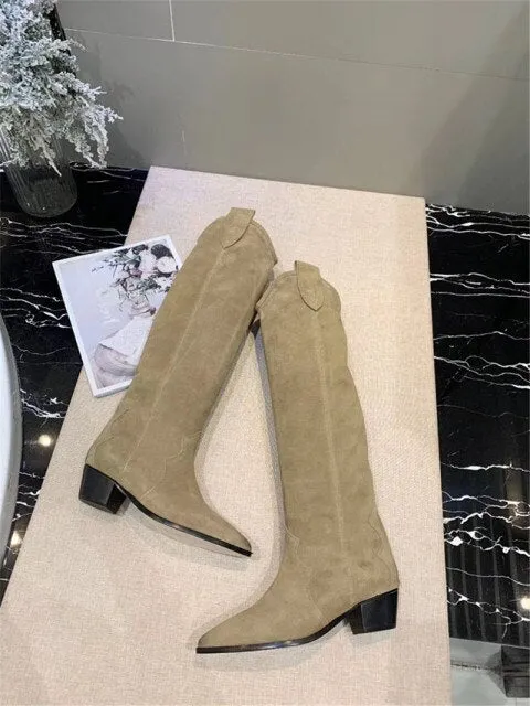 Women's High Boots Pointed Toe Embroidery