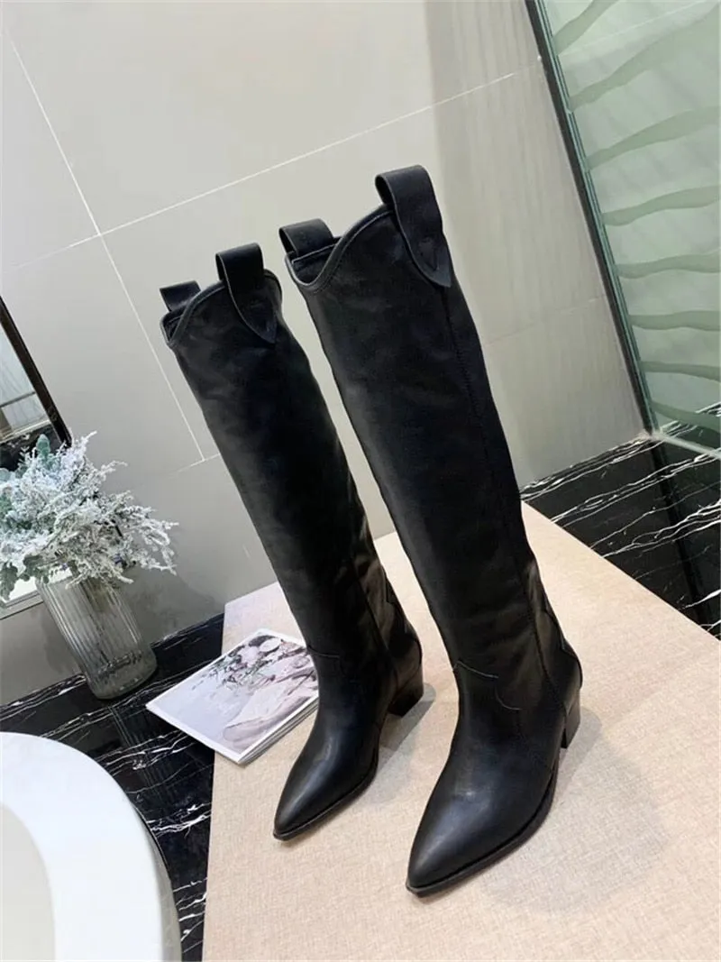 Women's High Boots Pointed Toe Embroidery