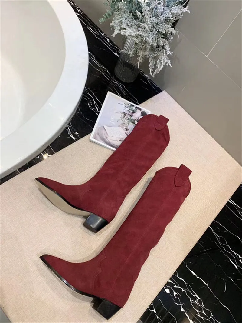 Women's High Boots Pointed Toe Embroidery