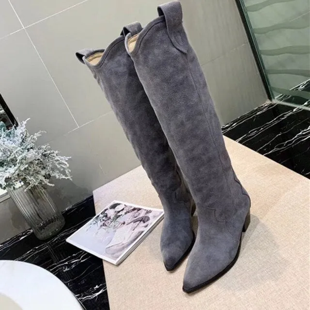 Women's High Boots Pointed Toe Embroidery