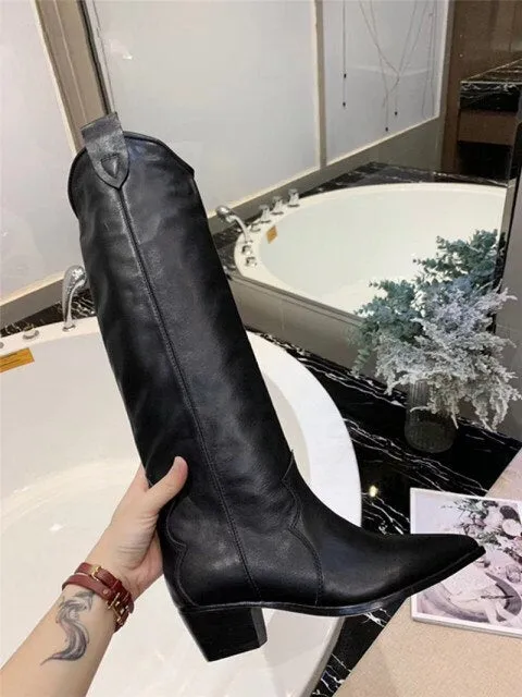 Women's High Boots Pointed Toe Embroidery