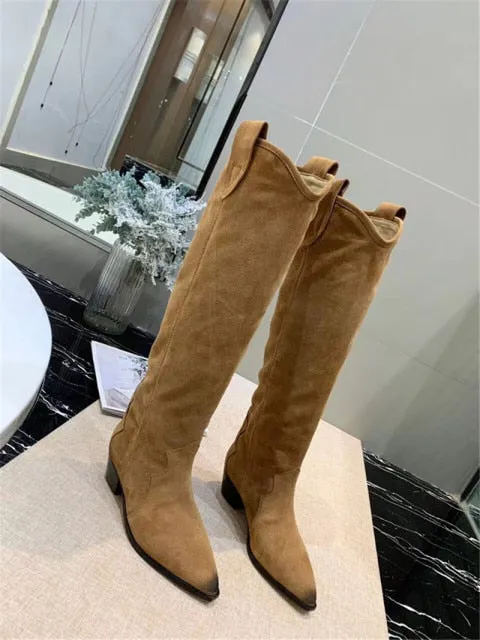 Women's High Boots Pointed Toe Embroidery