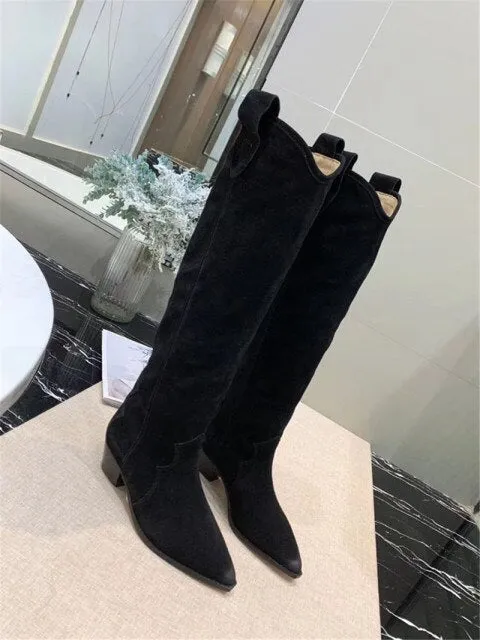 Women's High Boots Pointed Toe Embroidery