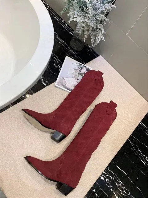 Women's High Boots Pointed Toe Embroidery
