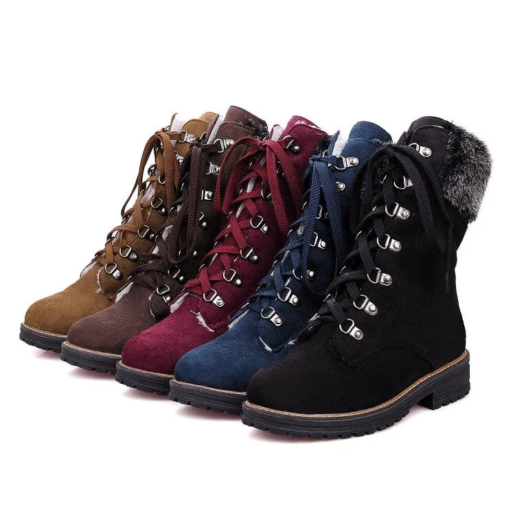 Women's Lace Up Low Heels Short Boots