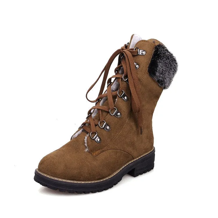 Women's Lace Up Low Heels Short Boots