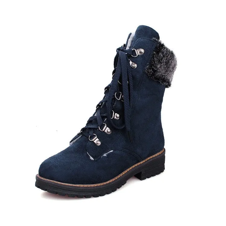 Women's Lace Up Low Heels Short Boots