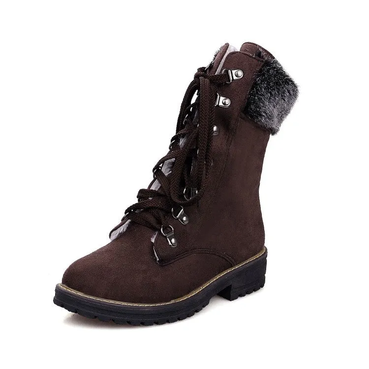 Women's Lace Up Low Heels Short Boots