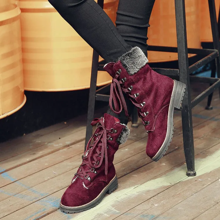 Women's Lace Up Low Heels Short Boots