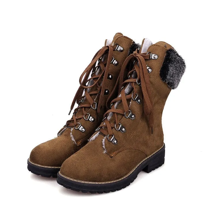 Women's Lace Up Low Heels Short Boots