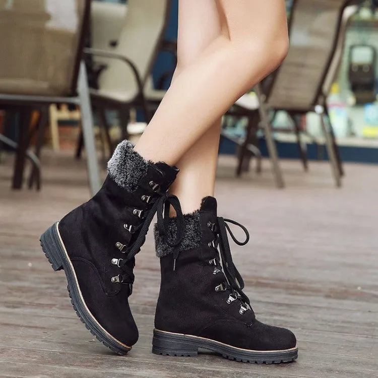 Women's Lace Up Low Heels Short Boots
