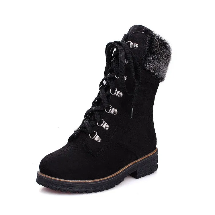 Women's Lace Up Low Heels Short Boots