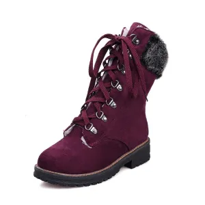 Women's Lace Up Low Heels Short Boots