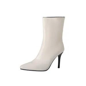 Women's Patent Snake Printed Pointed Toe Stiletto Heel Ankle Boots