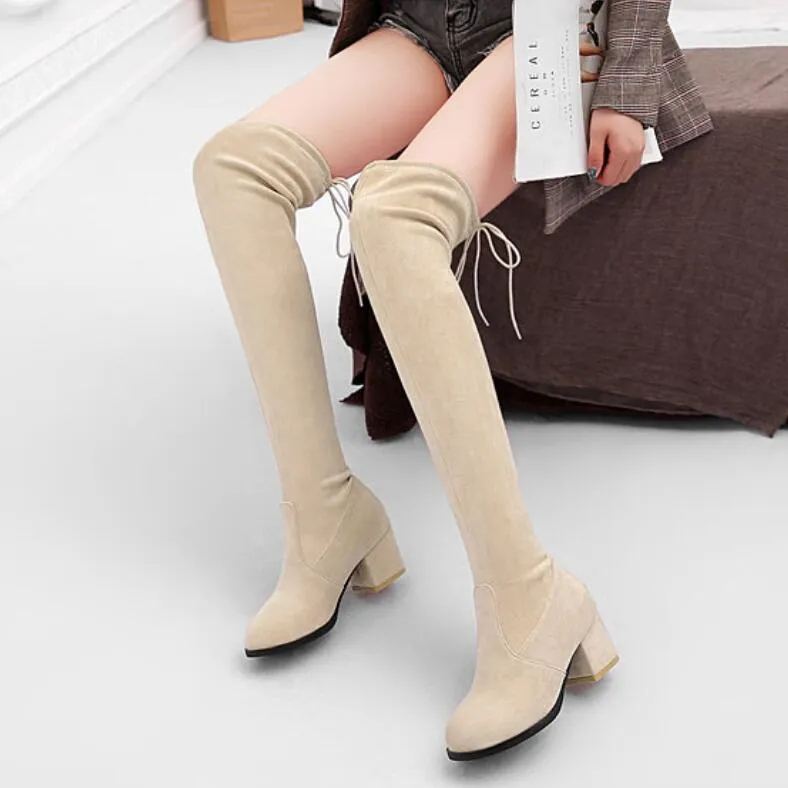 Women's Small Size Suede Knee High Boots AP157