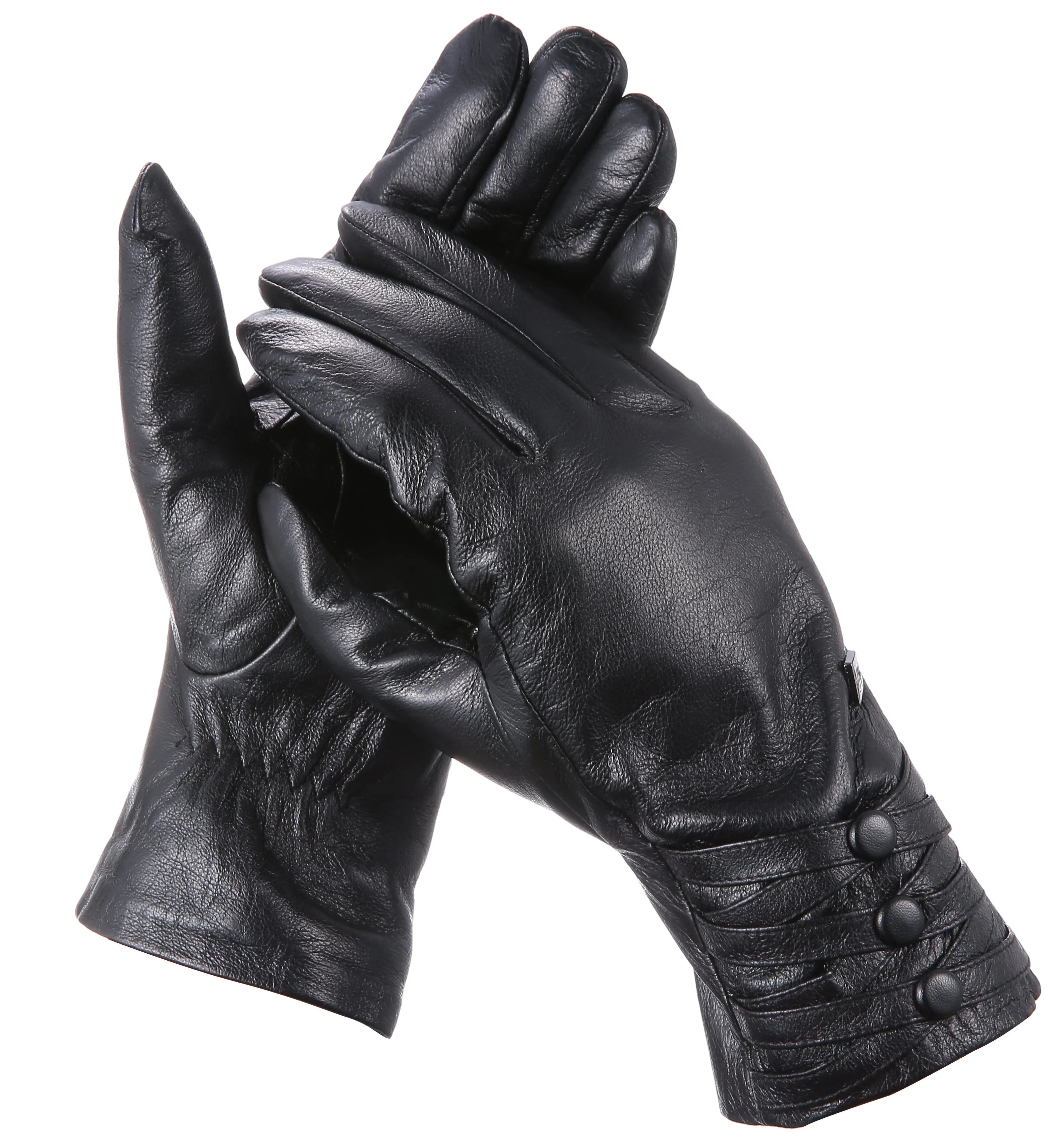 Women's Triple Beaded Touchscreen Sheepskin Gloves