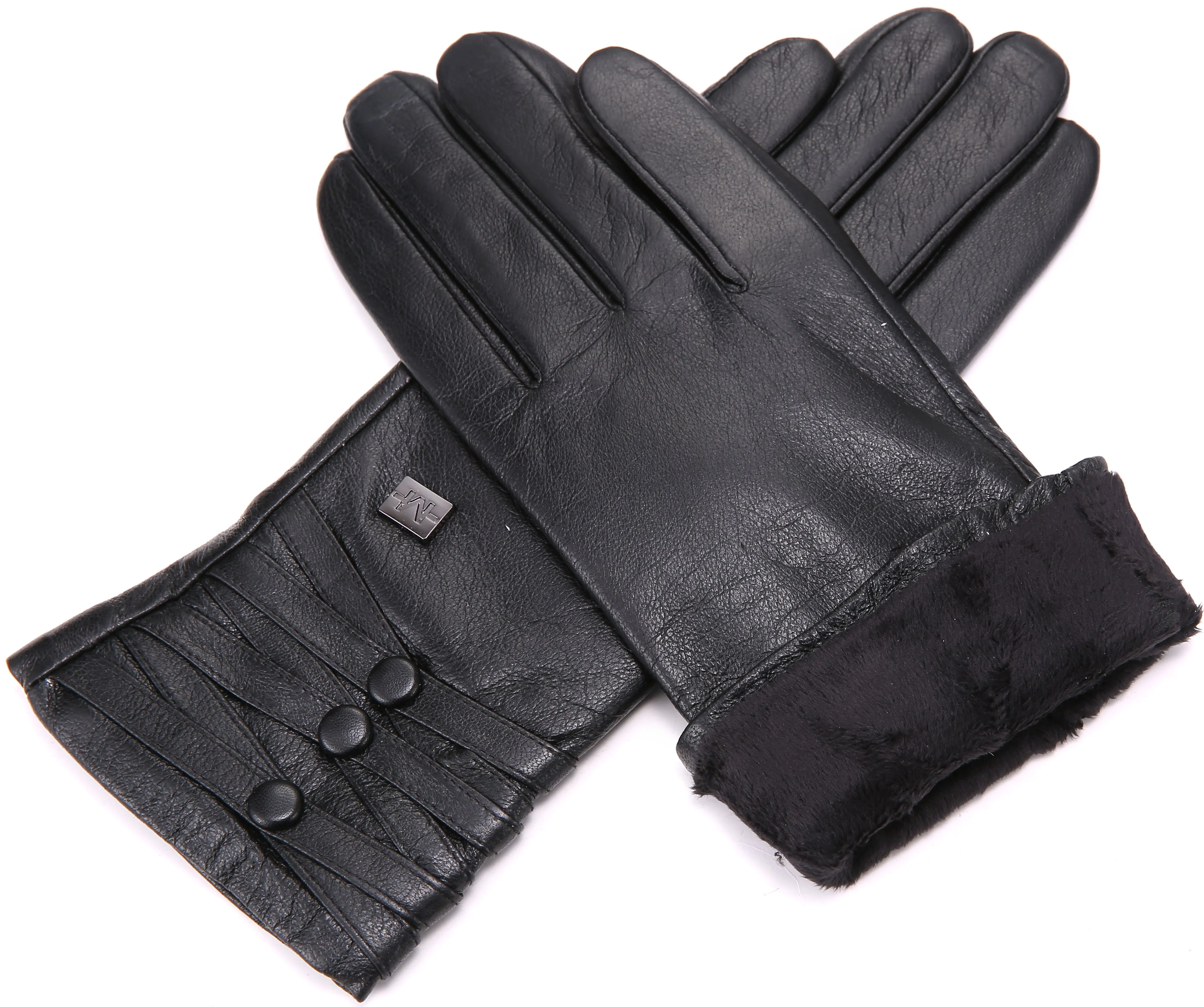 Women's Triple Beaded Touchscreen Sheepskin Gloves