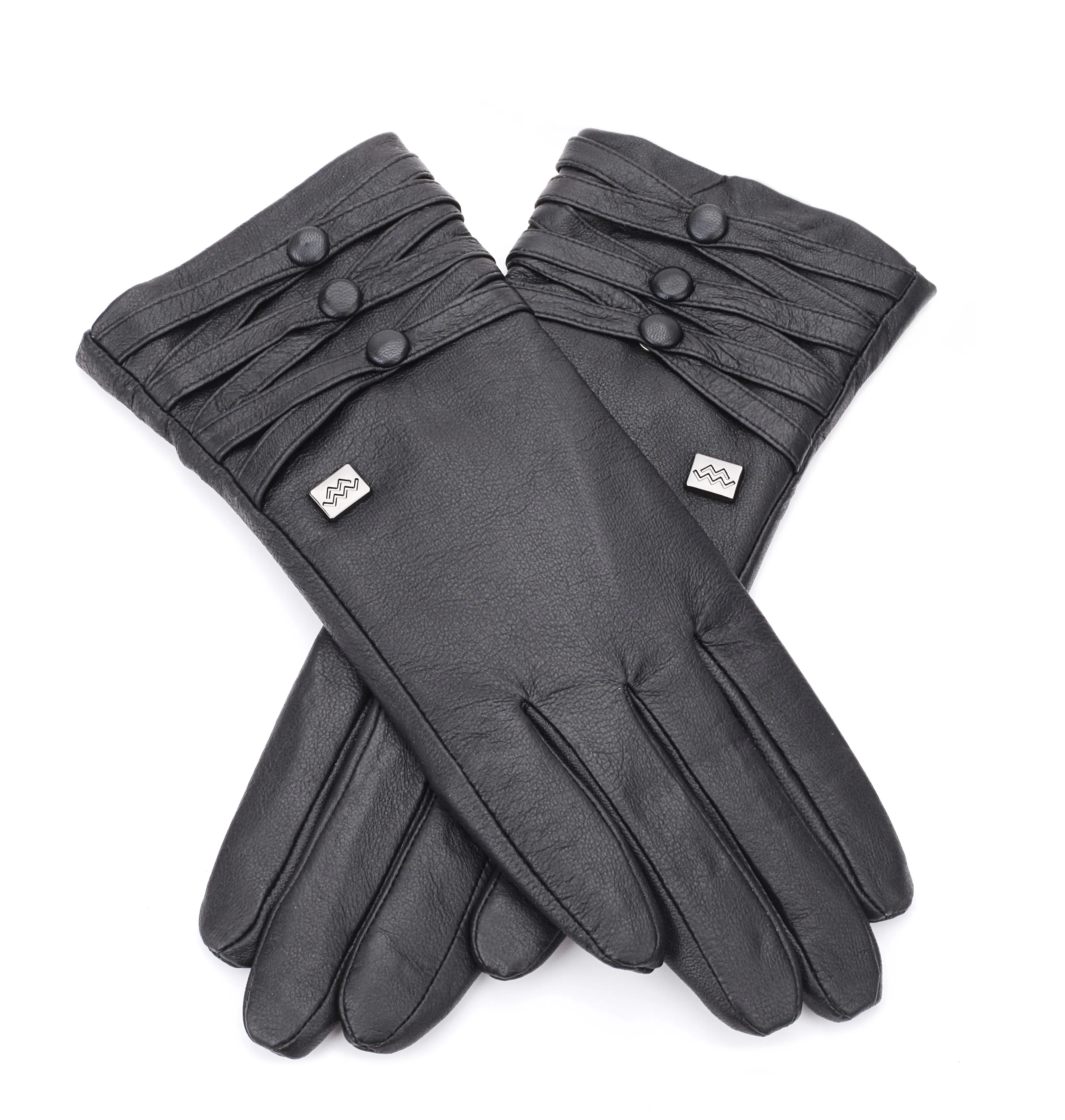 Women's Triple Beaded Touchscreen Sheepskin Gloves