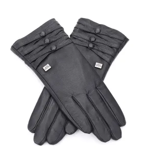 Women's Triple Beaded Touchscreen Sheepskin Gloves