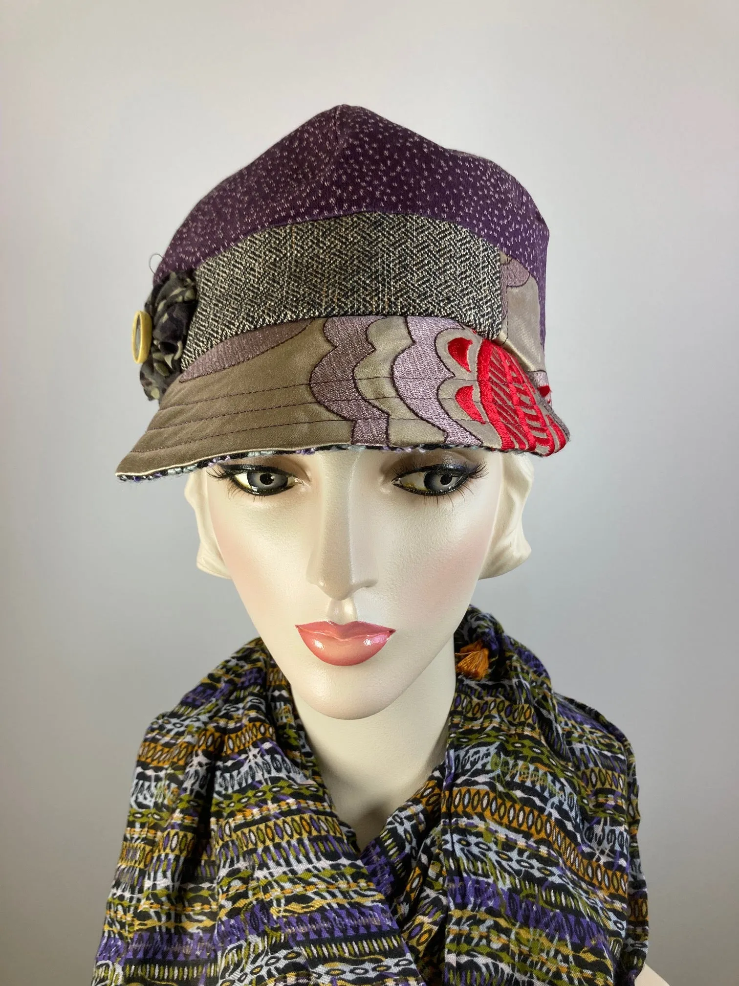 Women's winter hat baseball style. Newsboy hat purple beige red black. Casual hat ladies. Warm comfy hat. Stylish ladies soft fabric hat.