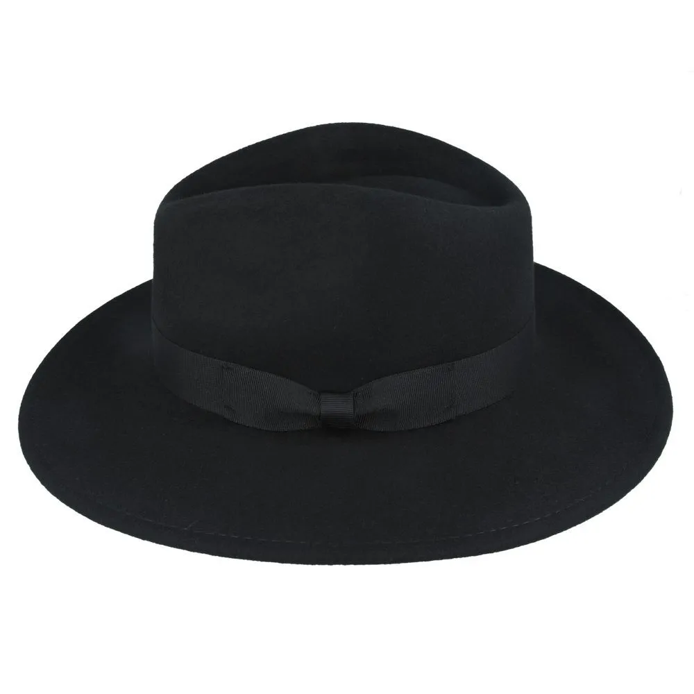 Wool Felt Crushable Fedora Hat - Wide Brim