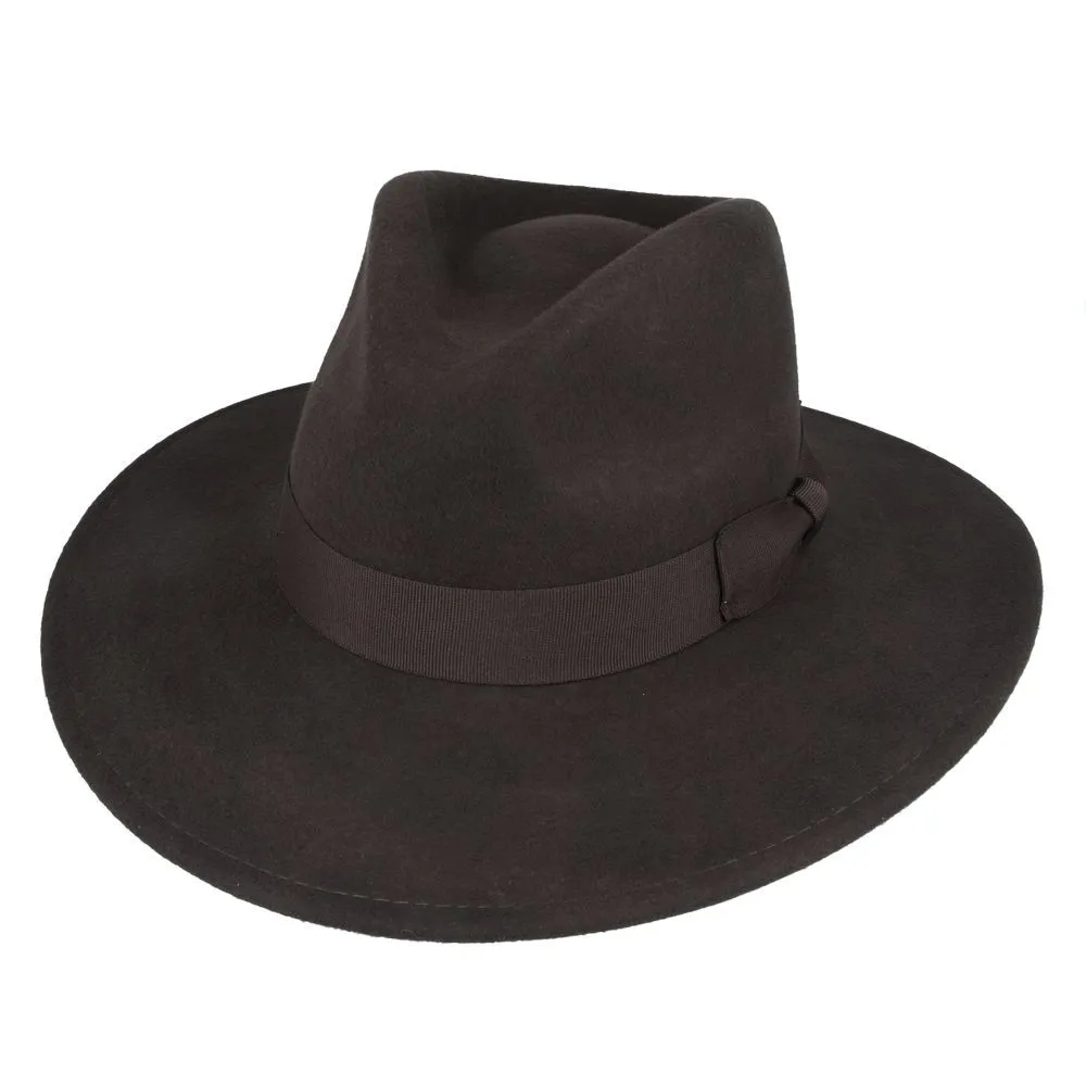 Wool Felt Crushable Fedora Hat - Wide Brim