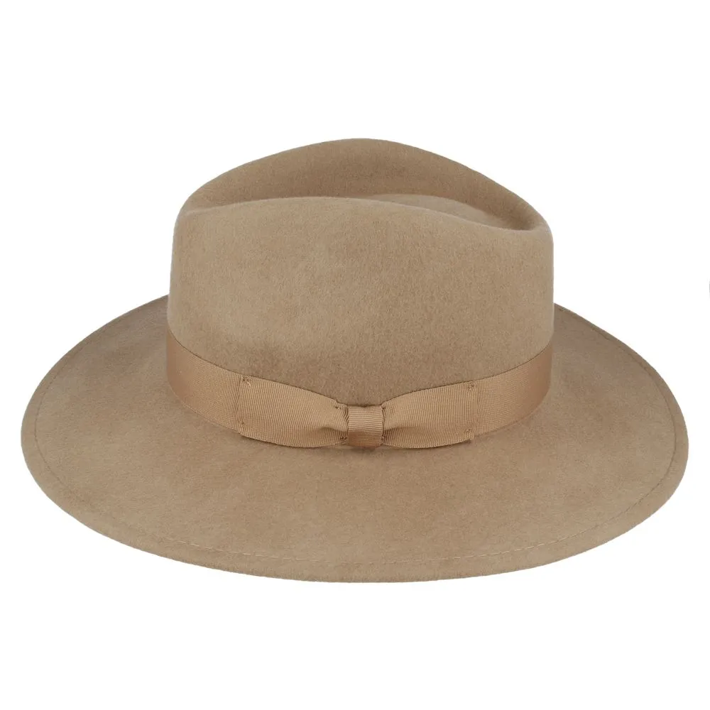 Wool Felt Crushable Fedora Hat - Wide Brim
