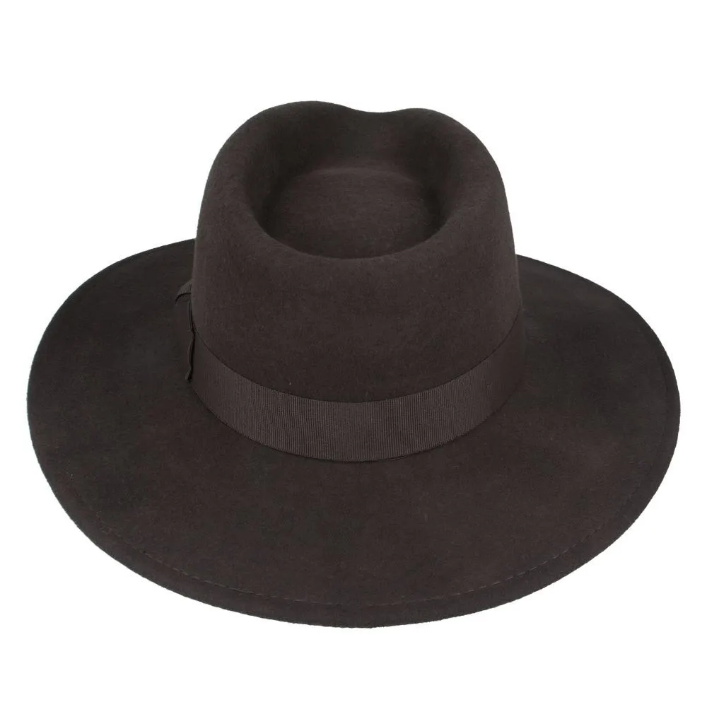 Wool Felt Crushable Fedora Hat - Wide Brim