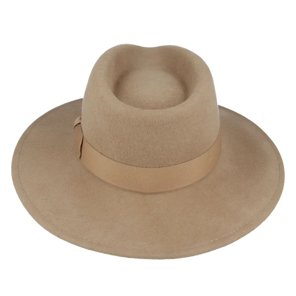 Wool Felt Crushable Fedora Hat - Wide Brim