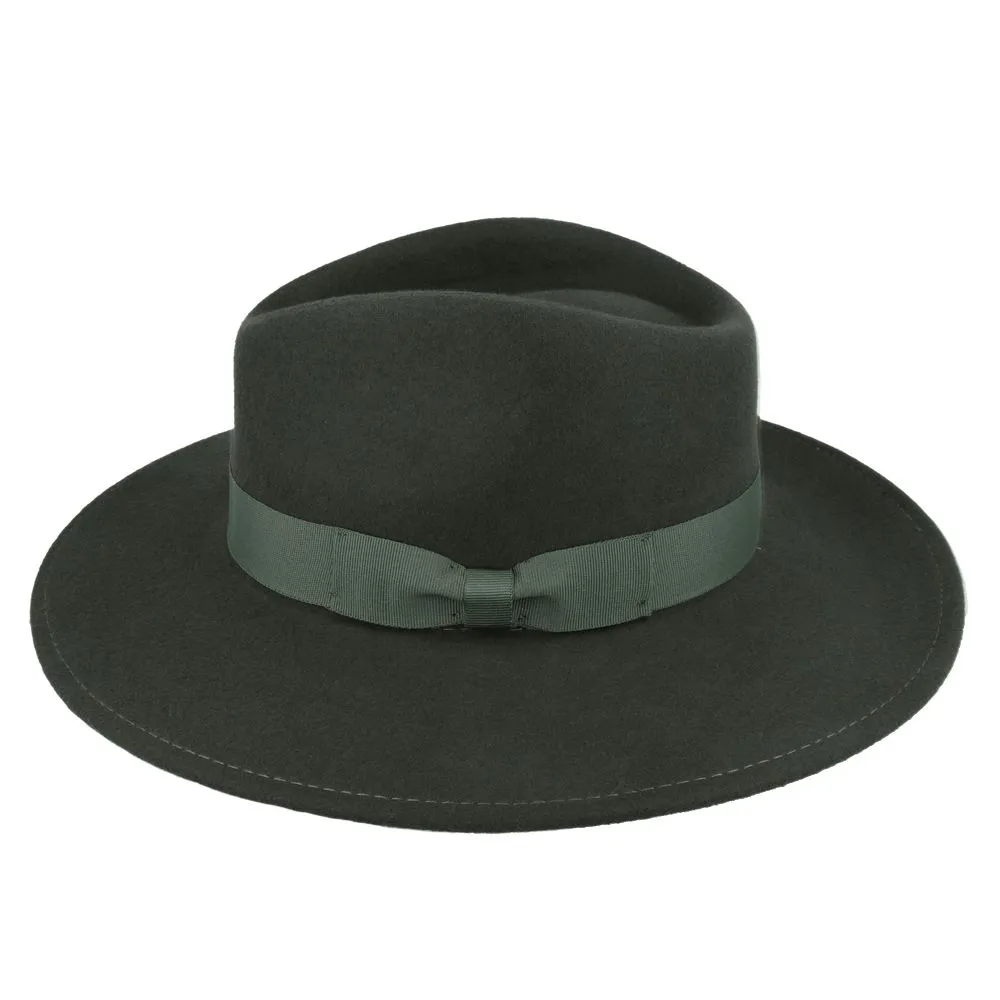 Wool Felt Crushable Fedora Hat - Wide Brim