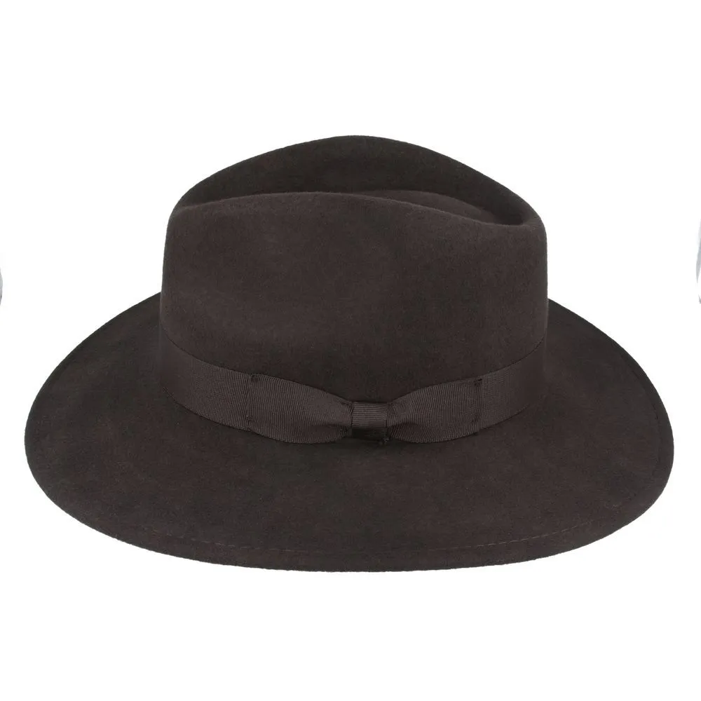 Wool Felt Crushable Fedora Hat - Wide Brim