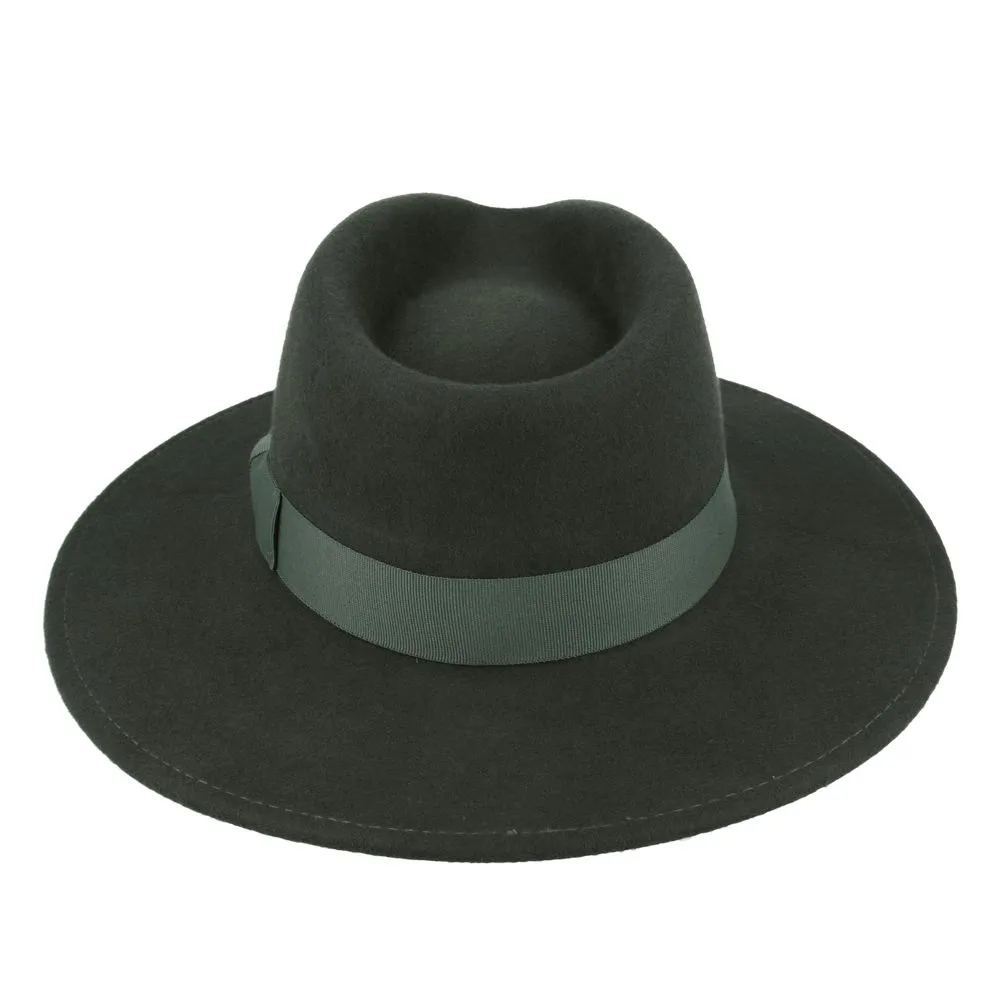 Wool Felt Crushable Fedora Hat - Wide Brim