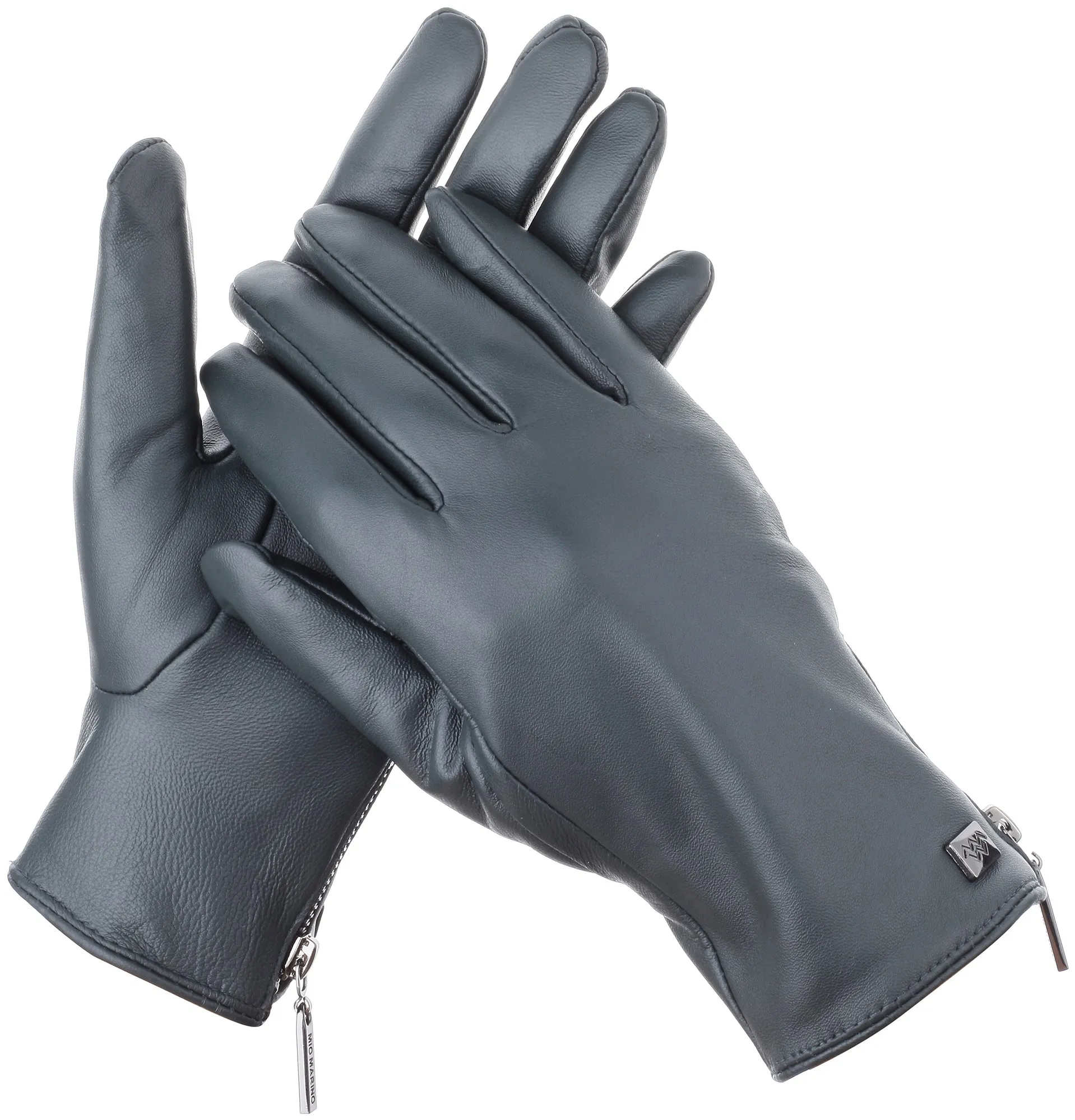 Wristed Zipper Nappa Leather Gloves