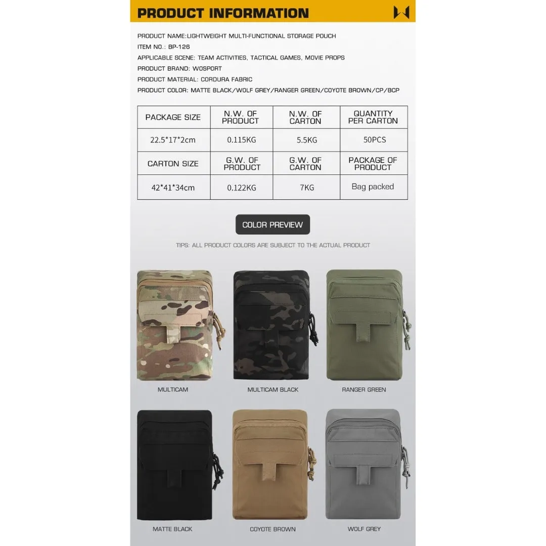 WST Multifunctional Molle Pouch GP with Zipper - Black
