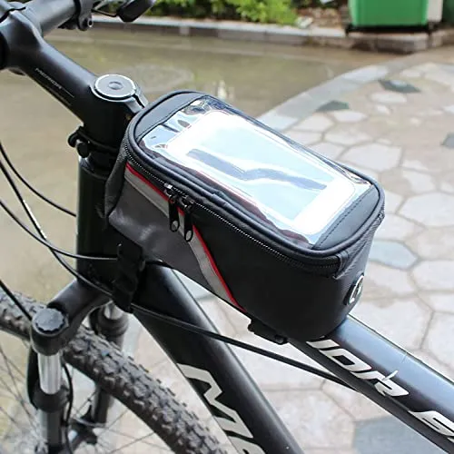 Xianco Polyester Bicycle Front Bag – Waterproof Cycle Mobile Holder Bag with PVC Touch Screen 6 inch Phone