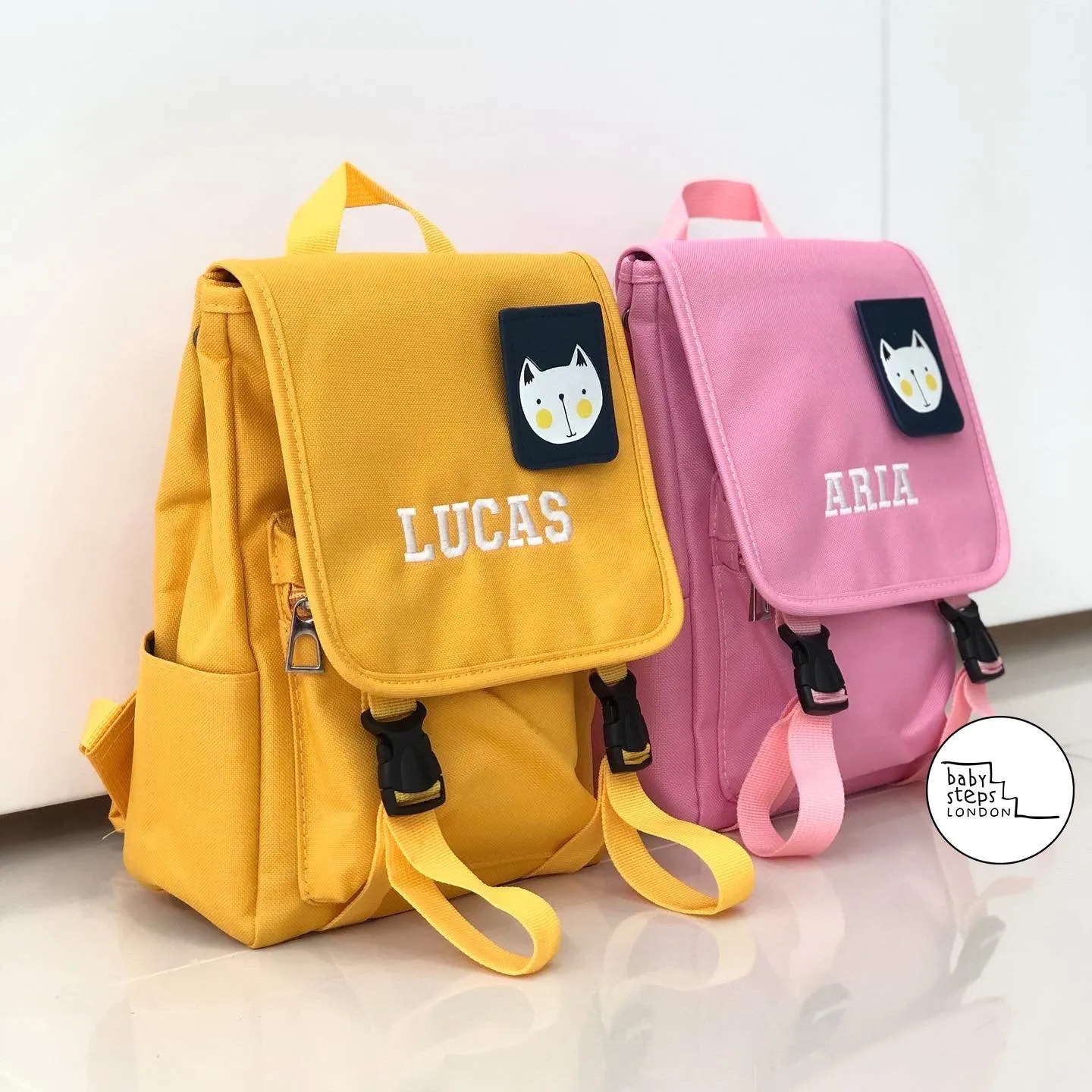 (Yellow) Personalised Unisex Mini Dog Nursery School Backpack Rucksack Bag