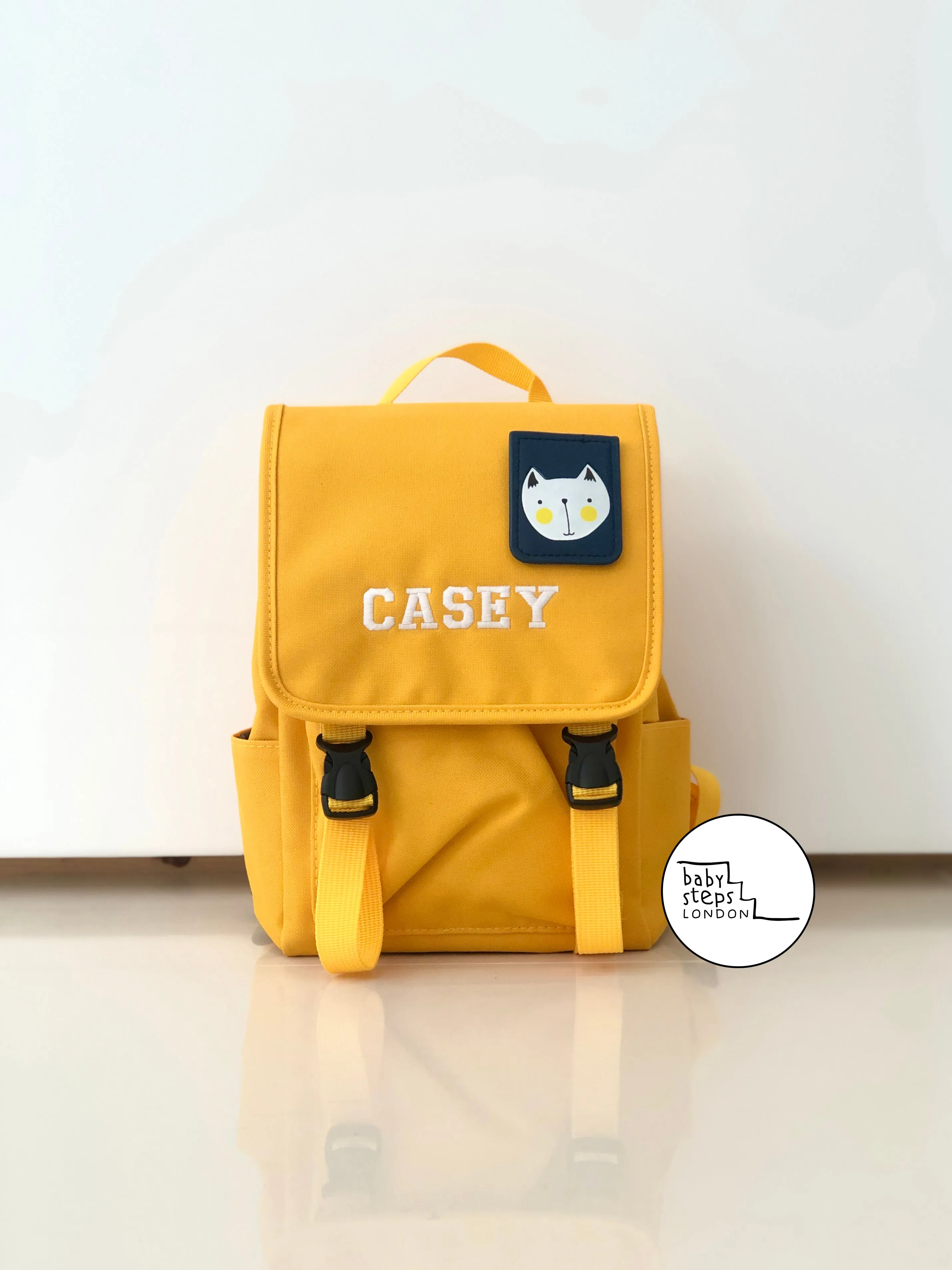 (Yellow) Personalised Unisex Mini Dog Nursery School Backpack Rucksack Bag