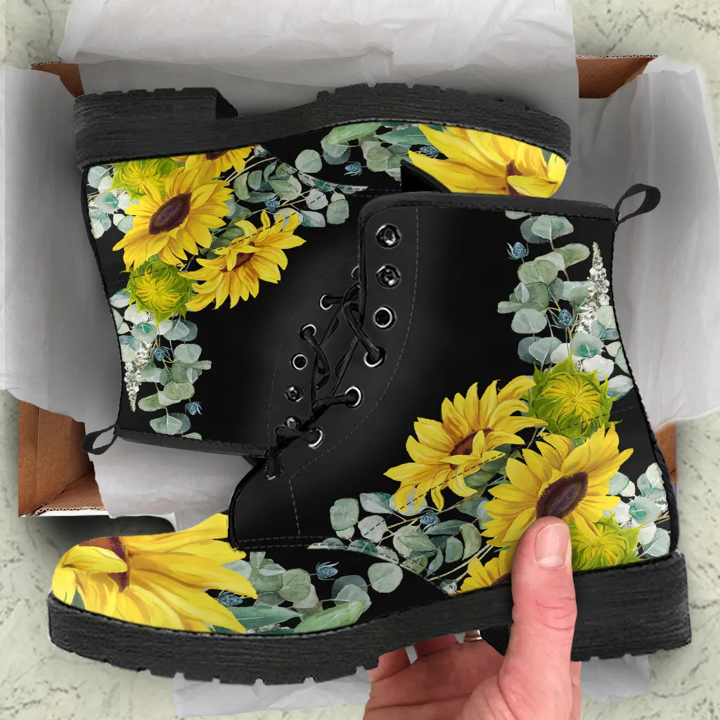 Yellow Sunflowers Ankle Boots