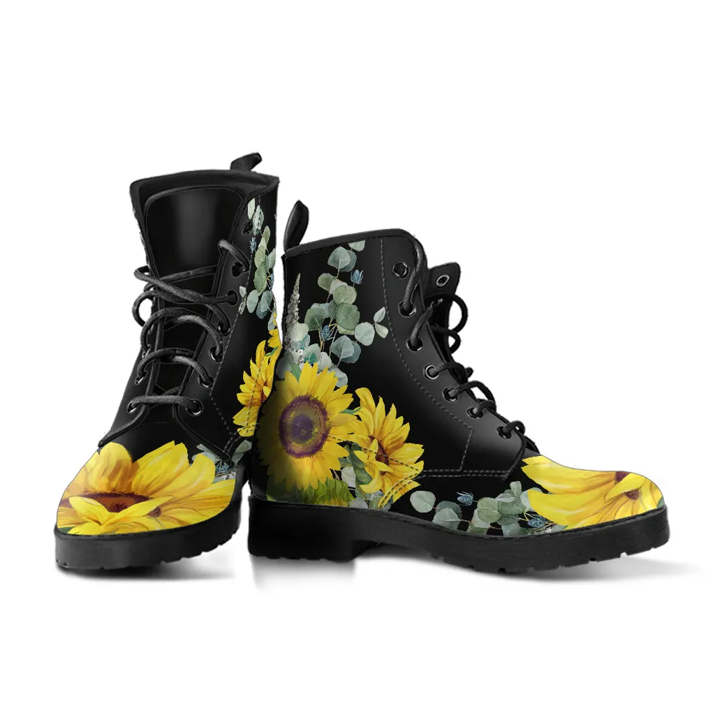 Yellow Sunflowers Ankle Boots